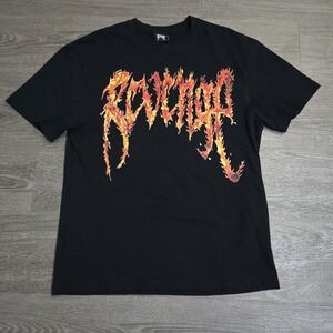 Revenge Inferno T-Shirt Flame Arch Logo Geniune Black Orange Red Men's Small EUC